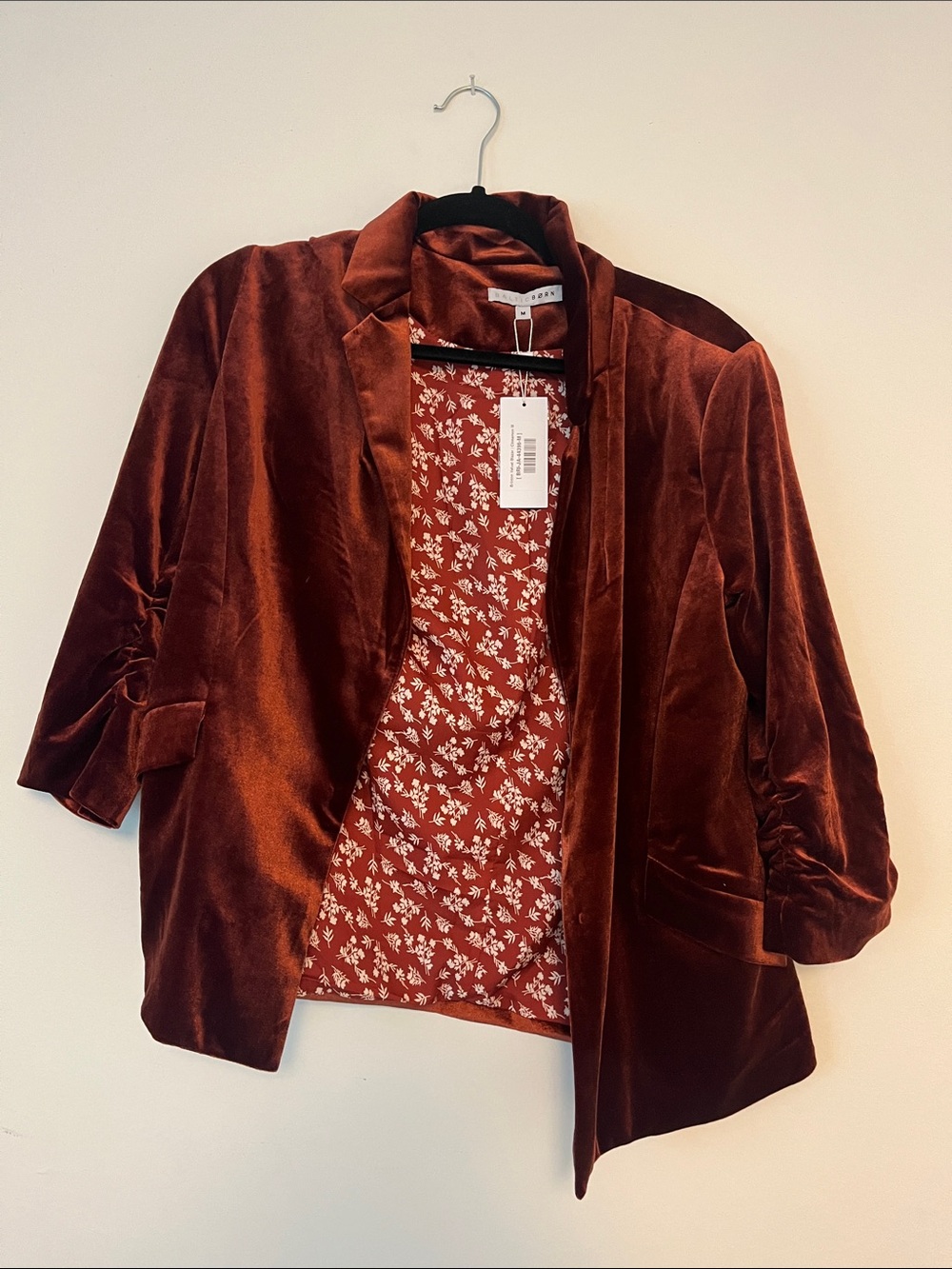 Baltic Born Rust Velvet Open-Front Blazer